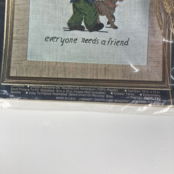 Vintage Vogart  Needlepoint Kit Moppets Dog Everyone Needs A Friend 1974 Unused - Picture 5 of 6